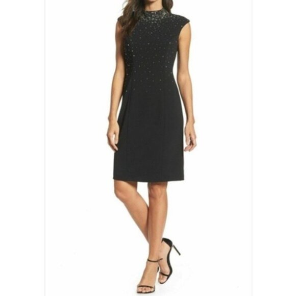 Eliza J Dresses & Skirts - ELIZA J NEW Holiday Rhinestone Embellished Stretch Crepe Dress Sz Large Evening